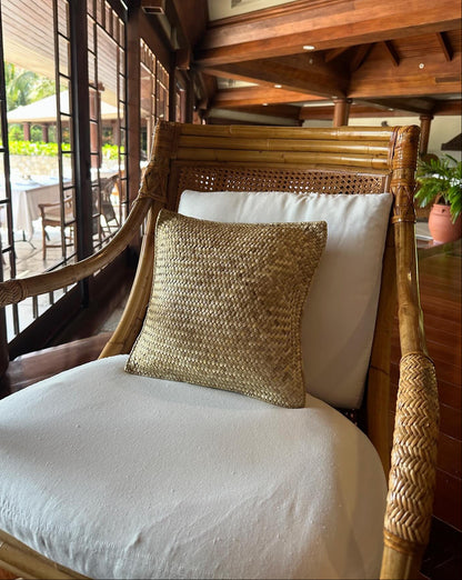 Woven pandan cushion, handmade throw pillow from Palawan, Philippines — Kapalua Living