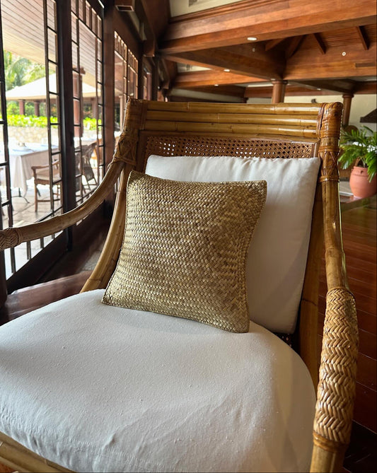 Woven pandan cushion, handmade throw pillow from Palawan, Philippines — Kapalua Living