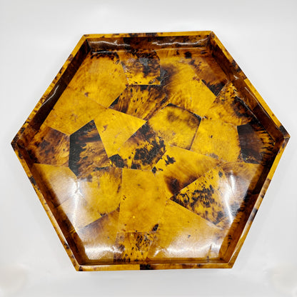 Tortoise shell style mother of pearl hexagon tray handcrafted in the Philippines — Kapalua Living